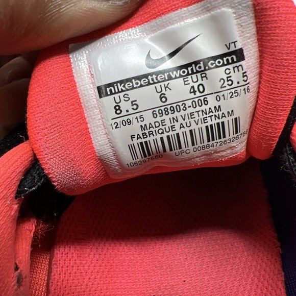 Nike Air Max Womens 8.5 Running‎ Shoes Hyper Punch 698903-006 Black Pink - Picture 8 of 8